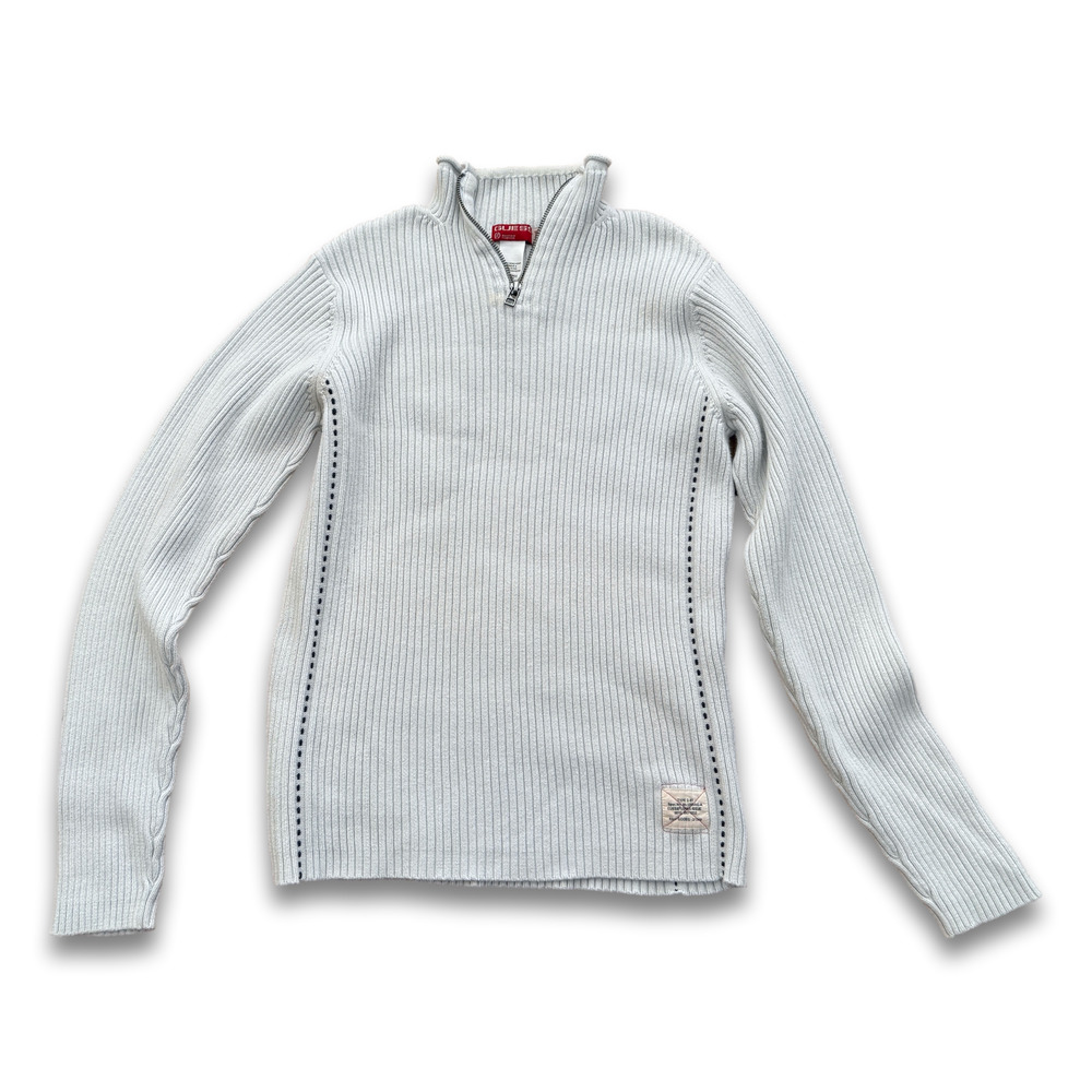 Small Guess Jeans Zip Up Neck Pullover Sweater Light Sky Blue 100% Cotton